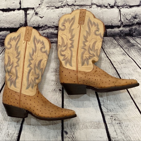 Twisted X Peanut Exotic Ostrich Leather Cowboy Boots - Picture 7 of 14